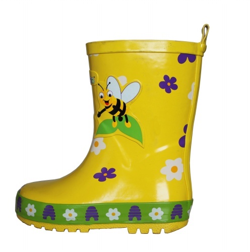 Kids popular yellow bee rubber rain boot welly