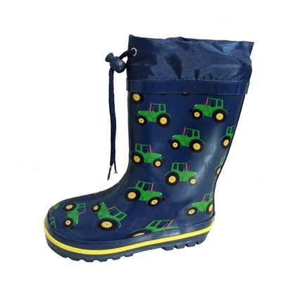 Kids popular navy tractor rubber rain boot welly