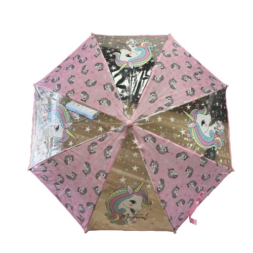 Kids transparent unicorn pink umbrella