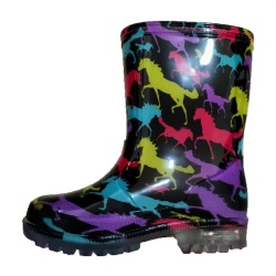 Kids colorful horse pvc rain boot