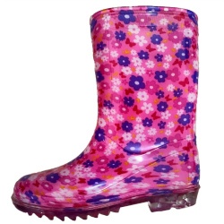 Kids pink floral pvc rain boot