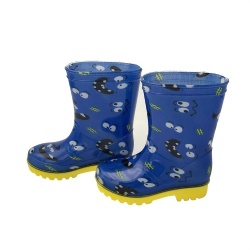 Kids navy funny eyes pvc rain boot