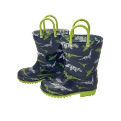 Kids green dino pvc rain boot