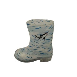 Kids blue sea shark pvc rain boot