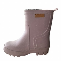 Kids solid pink tpr rain boot with leather