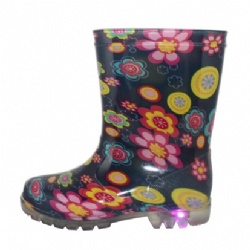 Kids pink floral light outsole pvc rain boot