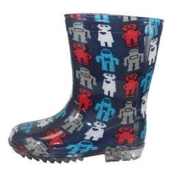 Kids navy red robots pvc rain boot