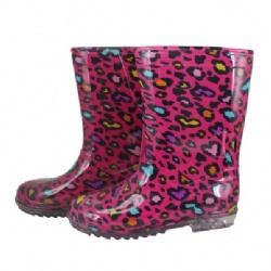 Kids pink leopard pvc rain boot