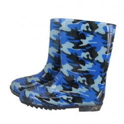 Kids blue camo pvc rain boot