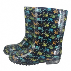 Kids scary skull pvc rain boot