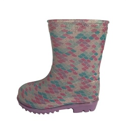 Kids mermaid patter pvc rain boot