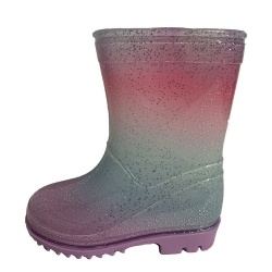 Kids shiny gradual change pvc rain boot