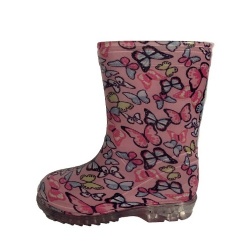 Kids pink butterfly pvc rain boot