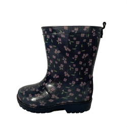 Kids navy floral pvc rain boot