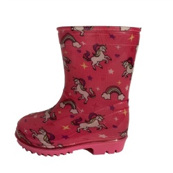 Kids pink unicorn rainbow pvc rain boot