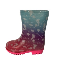 Kids pink mermaid pvc rain boot