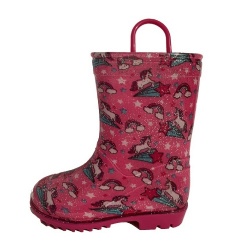 Kids pink mermaid pvc rain boot with handle