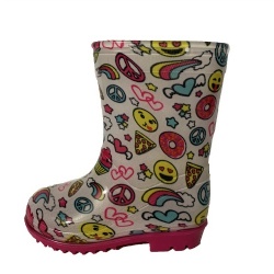 Kids beige smile pvc rain boot