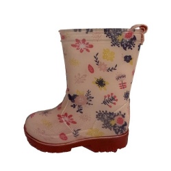 Kids beige floral pvc rain boot