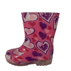 Kids pink heart pvc rain boot