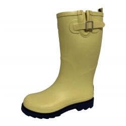 Lady yellow matty rubber rain boot with buckle