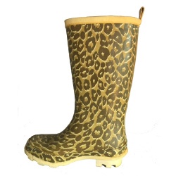 Lady orange leopard rubber rain boot