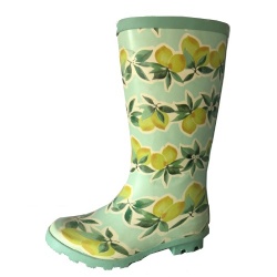 Lady green peach rubber rain boot