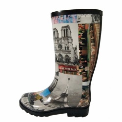 Lady picture printing rubber rain boot