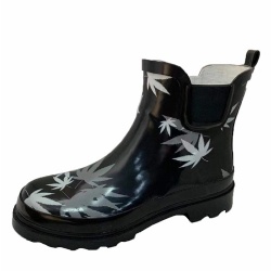 Lady black chealsea rubber rain boot