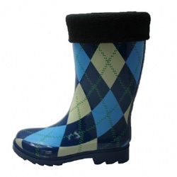 Lady middle height rubber rain boot with removeable lining