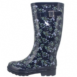 Lady blue flower rubber rain boot