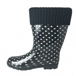 Lady dot rubber rain boot with removable lining