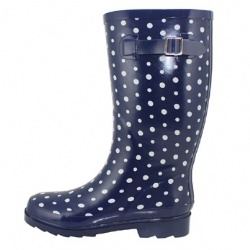 Lady navy rubber rain boots with buckle