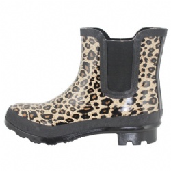 Lady leopard ankle rubber rain boot welly