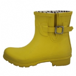 Lady solid yellow ankle rubber rain boot welly