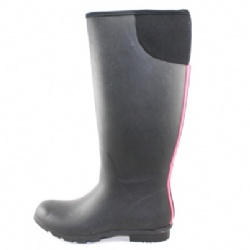 Lady solid long neoprene rubber rain boot welly