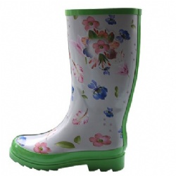 Lady green high quality rubber rain boot welly