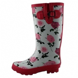 Lady pink low price rubber rain boot welly