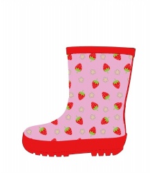 Kids pink strawberry rubber rain boot welly