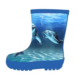 Kids picture printing rubber rain boot welly