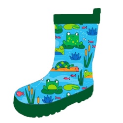 Kids customized frog rubber rain boot welly