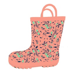 Kids customized floral rubber rain boot welly