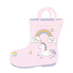 Kids newest pink unicorn rubber rain boot welly