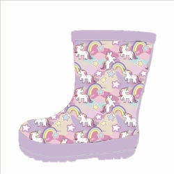 Kids customized purple rubber rain boot welly