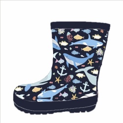 Kids customized shark rubber rain boot welly