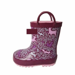 Kids purple woodland rubber rain boot