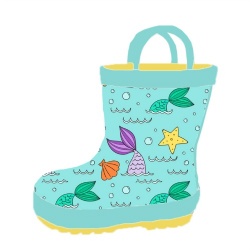 Kids hotsale mermaid rubber rain boot welly