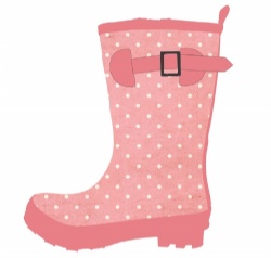 Kids customized pink dot rubber rain boot welly