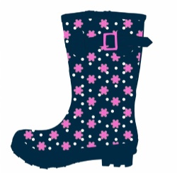 Kids customized navy rubber rain boot welly