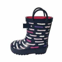 Kids navy rubber rain boot